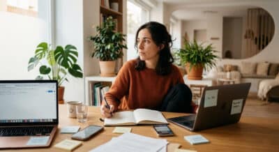 adulto con dificultades para organizar tareas y gestionar el tiempo