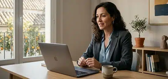 Psicólogo realizando una sesión de terapia online por videollamada