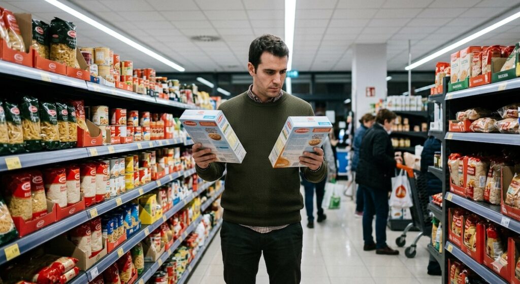 Persona en un bucle de pensamiento obsesivo que no le permite elegir un producto