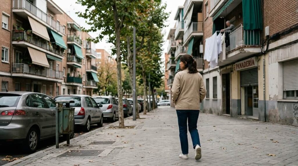 Mujer andando por la calle con posible toc puro